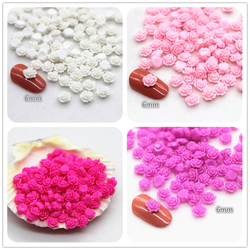 Art Craft New Year - 100pcs 6mm Resin Mini Rose Flower
