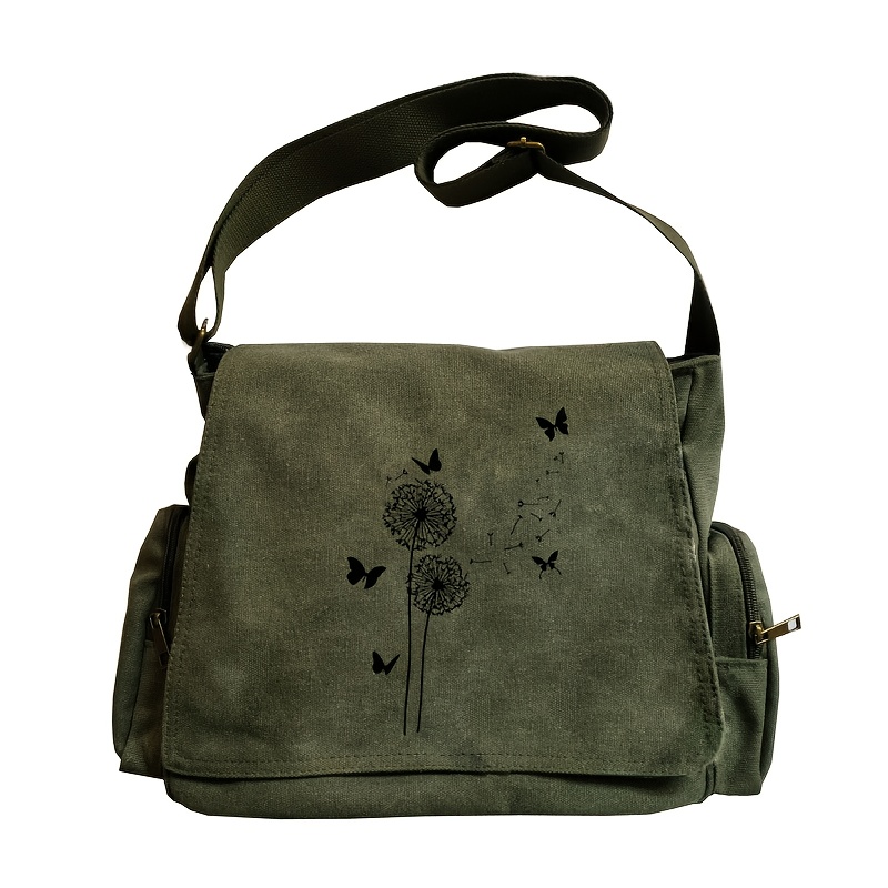 Art Craft Butterfly - Women's Canvas Vintage Shoulder Bag Large