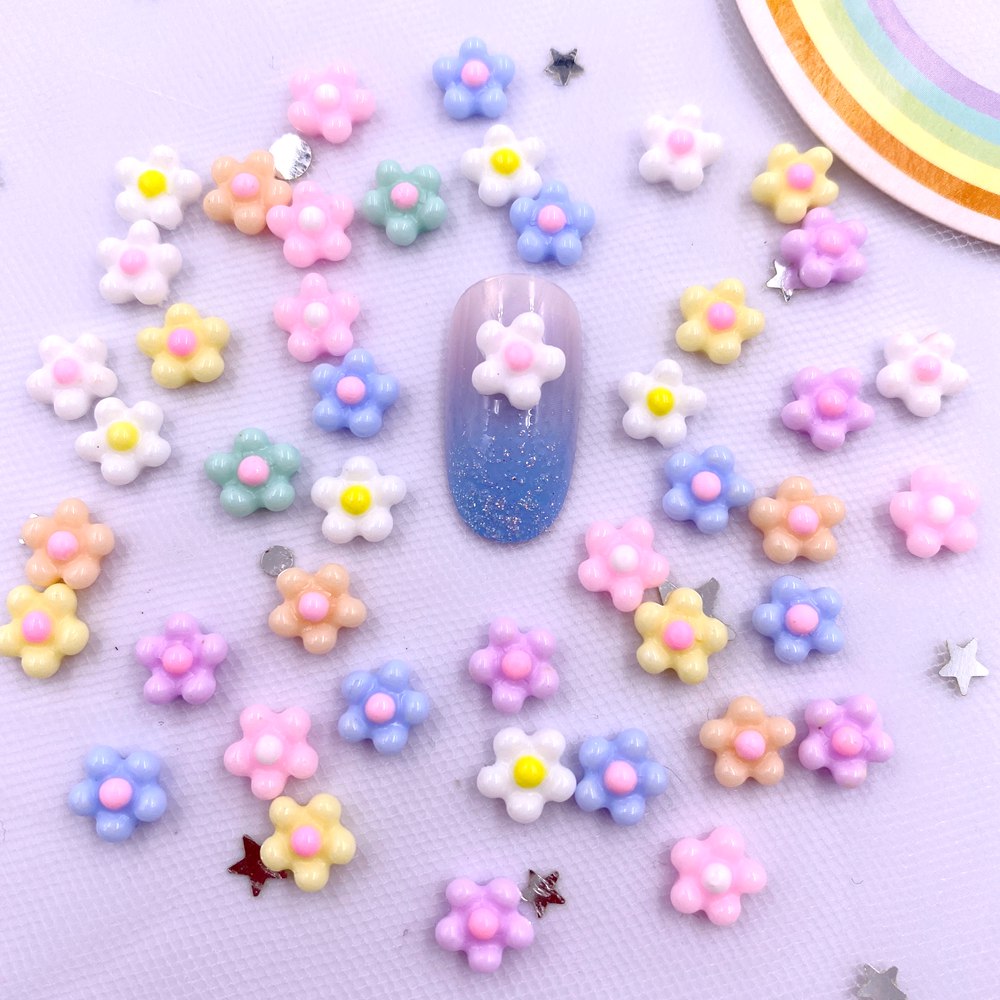Art Craft New Year - 100Pcs 8mm Resin 3D Colorful Kawaii