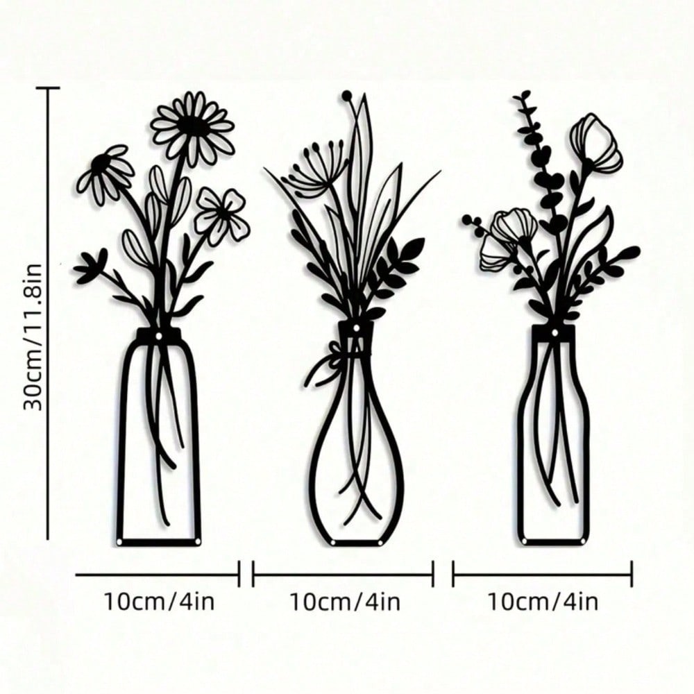 3pcs Vintage Metal Floral Wall - Art Craft Vase recension och pris