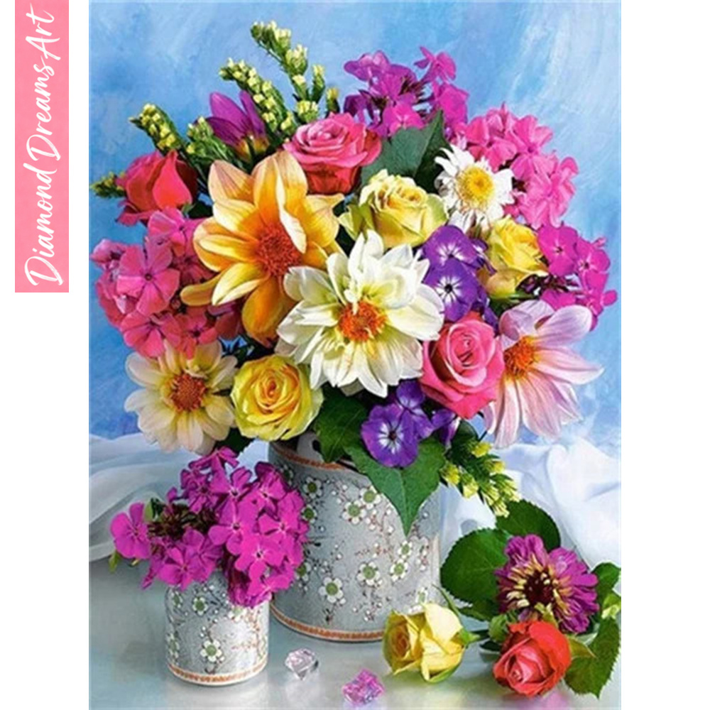 Full Diamond Mosaic Flower 5D  - Art Craft Vase recension och pris