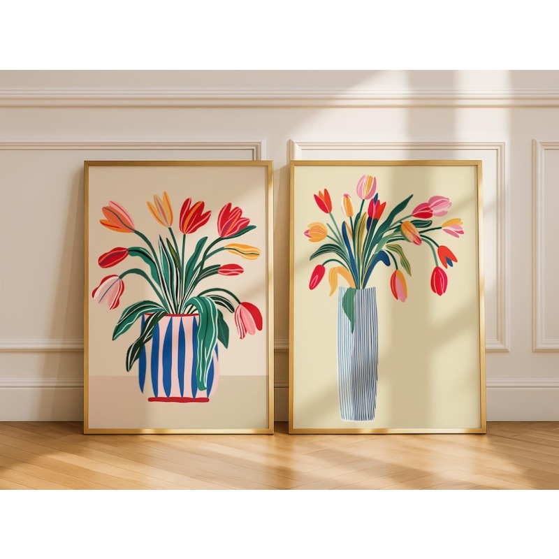 2pcs Tulip Flowers Canvas Wall - Art Craft Vase recension och pris