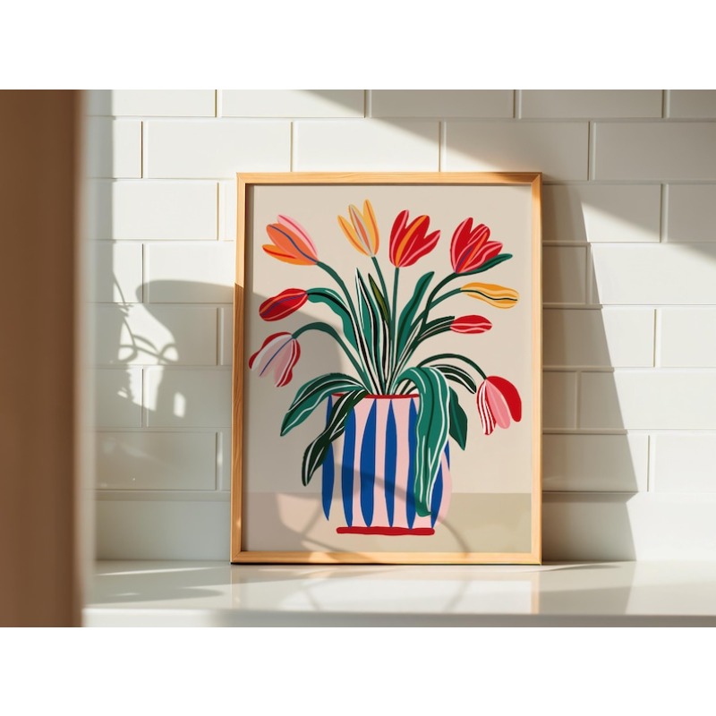 2pcs Tulip Flowers Canvas Wall - Art Craft Vase recension och pris