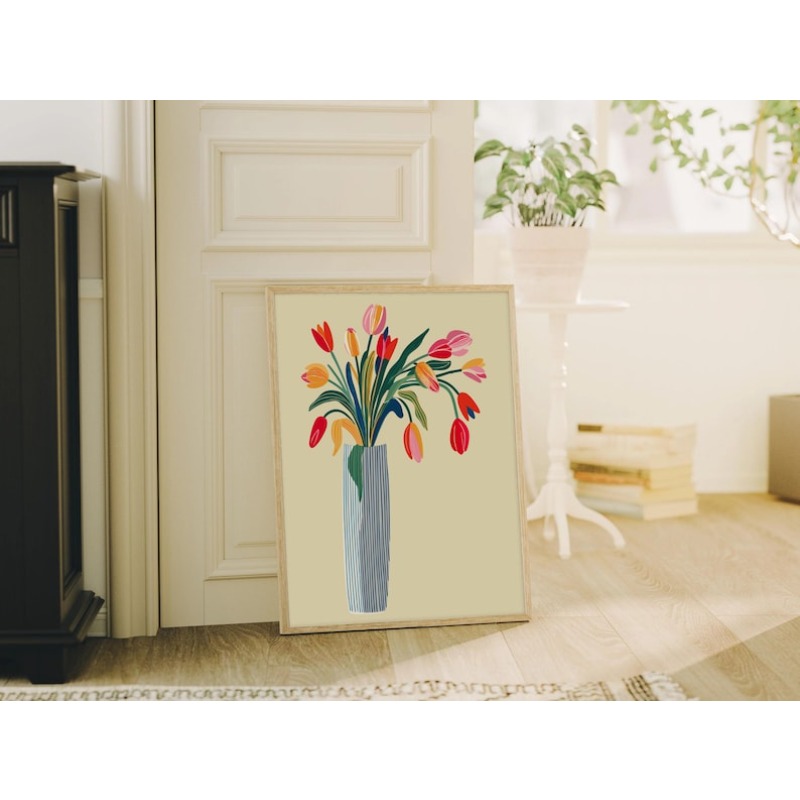 2pcs Tulip Flowers Canvas Wall - Art Craft Vase recension och pris
